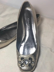 lot 165 image: Calvin Klein Bejeweled Flats and Yellow Box Suede Bejeweled Flats
