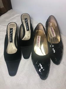 lot 162 image: Nina Black Velvet & Satin Pump & Stefani Sequined Flats