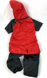 lot 14 image: Size L Dog Snowsuit, Hand-Knit Wool Sweater, Boots, Kiss Ball Toy and More