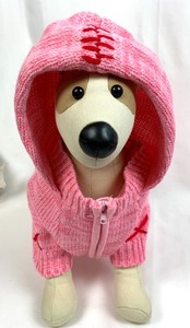 lot 20 image: Size XL Girl Dog Sweater Coat, Sweet Ruffled Coat, Rubber Boots, BD Scarf and Comforting Care Bear