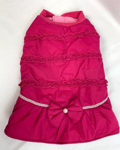 lot 44 image: XXL  and XL Girl Dog Ruffle Coat w Pearls and Bow, BD Tank Dress and Hoodie