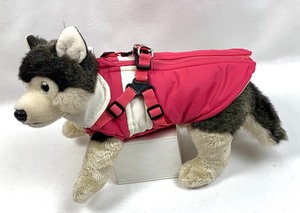 lot 58 image: Size XS and S Girl Dog Pinkaholic Harness Coat, Black Waterproof Coat, Floral Dress w Leash and More