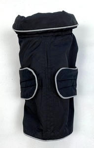 lot 60 image: Size XS Boy Dog Waterproof Coat, Suspenders Sweater, Hoodie, and S Kong Cloud Inflatable Collar