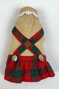 lot 62 image: Size XXS Girl Dog (6-6.5 Length) Red Knit Jumper, Life Jacket, Boots, Party Hat and More