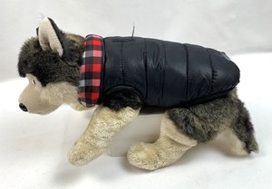 lot 63 image: Size XXS-XS Boy Dog Reversible Puffer Jacket and Gingham Jacket, Suspenders Sweater, Shirt and More