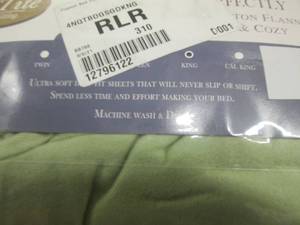 lot 112 image: flannel king sheet set sage ...