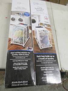 lot 203 image: 2 mainstays 3 bag laundry sorters ...