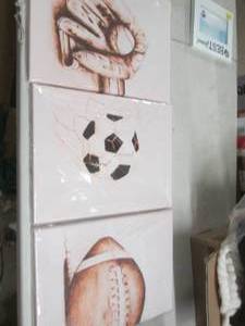 lot 225 image: art work on canvas football,soccer ...