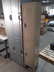 lot 47 image: Retro Locker Units A dual High School Style Unit as well as a Roller Rink Style 4 locker Unit.