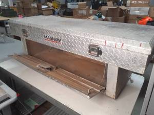lot 48 image: Heavy Duty Diamond Plate Toolbox for a Full Sized Truck from Magnum by Delta