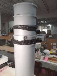 lot 51 image: Lot of 5 Tall Space Saving Rubbermaid Trash Cans Perfect for the Office or the Garage