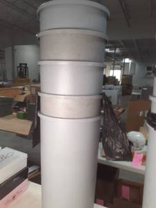 lot 52 image: Lot of 5 Tall Space Saving Rubbermaid Trash Cans Perfect for the Office or the Garage