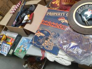 lot 70 image: Large Sports Fan Assortment. Games, banks, Pennant, Signs, books, wallet and more