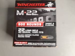 lot 37 image: Winchester Ammunition 22 Long Rifle 40 grain 1255 FPS Black Copper Plated Round Nose Target & Plinking 500 rounds