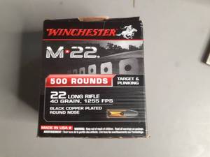 lot 39 image: Winchester Ammunition 22 Long Rifle 40 grain 1255 FPS Black Copper Plated Round Nose Target & Plinking 500 rounds