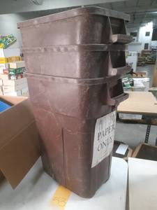 lot 53 image: Lot of 3 Brown Rectangular Trash or Recycling Bins