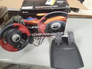 lot 63 image: Microsoft Sidewinder Force Feedback Gaming Wheel and Foot Pedals