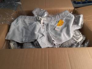 lot 108 image: Resellers Delight Box lot of Womens Apparel All 70 pieces size Small, Light Gray Drawstring Lounge Shorts
