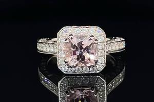 lot 7 image: 1.37 Carat Natural Pink Morganite and 1.32 Carat Diamond Ring in 18k White Gold $7,500 Retail VIDEO