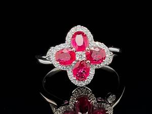 lot 17 image: Brand New Van Cleef & Aprels Styled 1.20 Carat Natural Ruby and Diamond Ring in 14k White Gold $3,575 Retail VIDEO