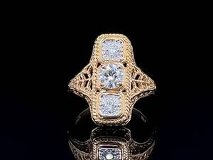 lot 18 image: Victorian 12 Carat Diamond Filigree Estate Ring in 14k Yellow Gold $3,350 Retail VIDEO