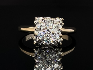 lot 32 image: Vintage .40 Carat Old Euro Cut Diamond Square Cluster Ring in 14k White Gold $2,150 Retail VIDEO