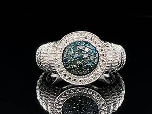 lot 54 image: .30 Carat Blue and White Diamond Estate Ring $1,025 Retail VIDEO