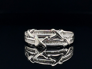 lot 61 image: Double Layer Channel Set Diamonds With X in White Gold $980 Retail VIDEO