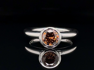 lot 70 image: Amore & Baci Silver Ring With Blood Orange Round Center VIDEO