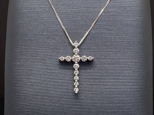 lot 36 image: .25 Carat Diamond Cross Pendant in 14k White Gold $1,550 Retail VIDEO