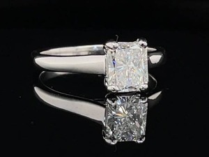 lot 2 image: 1.02 Carat Radiant Cut Diamond Solitaire SI2-FG 14k White Gold Ring Never Worn $9,800 Retail VIDEO