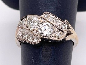 lot 14 image: Antique 1.10 Carats Old European Cut Diamond Estate Ring, 14k White Gold $5,500 Retail VIDEO
