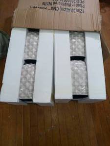 lot 35 image: Pineapple 12 in. x 10.5 Weathered White Resin Composite Planter by Southern Patio- set of 4 -open box not used