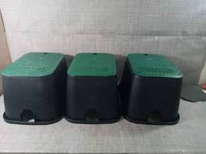 lot 43 image: 12 in. x 17 in. x 12 in. Deep Rectangular Valve Box in Black Body by DURA- set of 3 - Lid not included