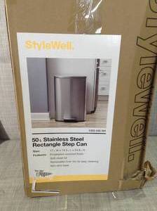 lot 3 image: SW 13 gal. Stainless Steel Step-On Trash Can Rectangle by StyleWell- open box not used