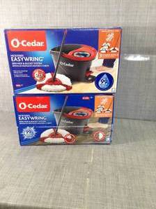 lot 11 image: EasyWring Microfiber Spin Mop and Bucket Floor Cleaning System with 2 Extra Power Refills by O-Cedar- set of 2