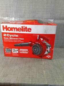 lot 10 image: 150 MPH 400 CFM 26cc Gas Handheld Blower Vacuum by Homelite- open box not used