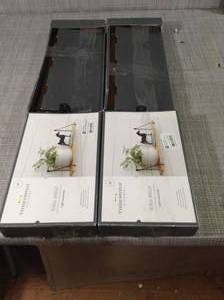 lot 26 image: Wood Wall Shelf with Hanging Wire NaturalBlack by Threshold- set of 2 - not used