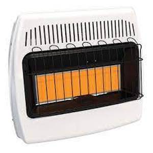 lot 77 image: Thermostatic 30,000 BTU Infrared Vent Free Dual Fuel Wall Heater by Dyna-Glo- open box not used