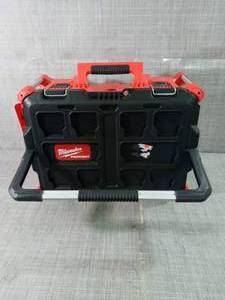 lot 76 image: PACKOUT 22 in. Small Red Tool Box w 75lb. Weight Capacity by Milwaukee- not used