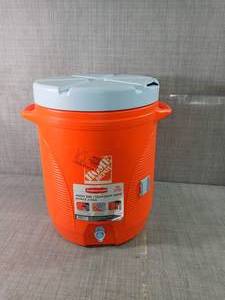 lot 79 image: 10 Gal Orange Water Cooler by The Home Depot- damaged