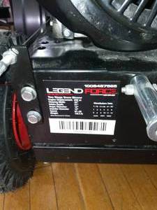 lot 100 image: 24 in. Two-Stage Gas Snow Blower with Electric Start by Legend Force- missing  control crank rod