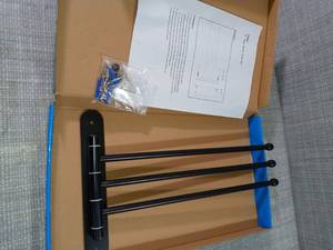 lot 66 image: 15 in. Stainless Steel Triple Swing Towel Bar in Rubbed Bronze by MODONA- open box not used