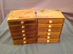 lot 316 image: 2 Vintage Wood Wirt Resistors Storage Cabinets Full of Radio Resistors