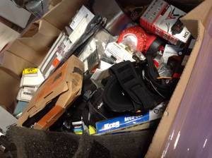 Gaylord full of assorted tools, hardware, misc items customer Returns see pictures