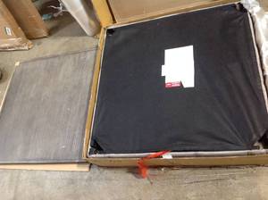 Furniture America Errona Antique Washed Gray Square Button Tufted Ottoman customer returns