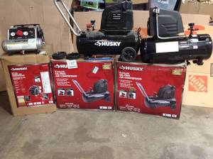 Lot of assorted Husky Compressors various models and conditions some may need repair see pictures