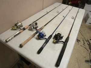 lot 715 image: ASSRTD. FISHING POLES W REELS