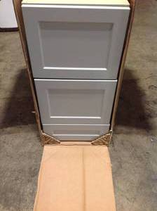 Hampton Bay Designer Series Melvern Assembled 15x34.5x23.75 in. Drawer Base Kitchen Cabinet in Heron Gray see pictures