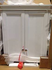 Haven 23.63 in. W x 27-12 in. H x 8 in. D Bathroom Storage Wall Cabinet in White damaged se pictures